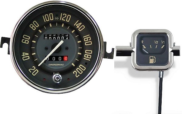 Kit Velocímetro 200km/h Odometro Duplo e Indicador Mecânico Original VW/Bege | Cronomac