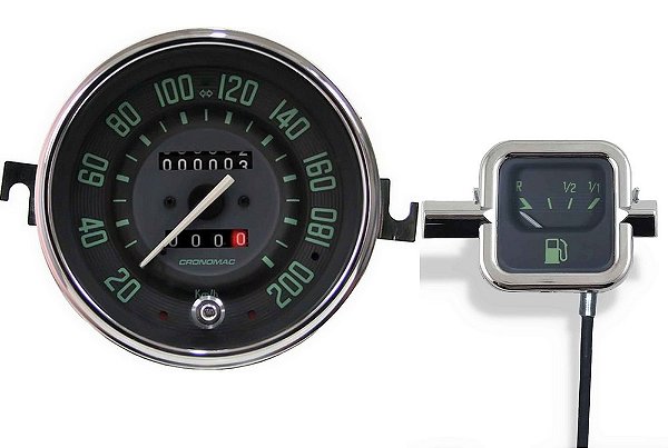 Kit Velocímetro 200km/h Odometro Duplo e Indicador Mecânico Original VW/Verde | Cronomac