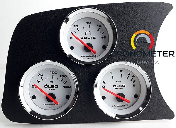 Painel Fusca L.E. Manômetro do Óleo 5kgf COM Sensor/Termômetro do Óleo/Voltímetro - Branco| Cronomac