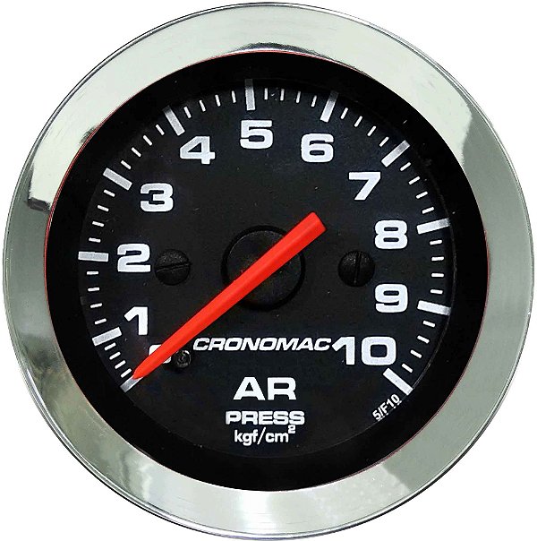 Manômetro de Ar 10KGF/CM² ø52mm Cromado/Preto | Cronomac