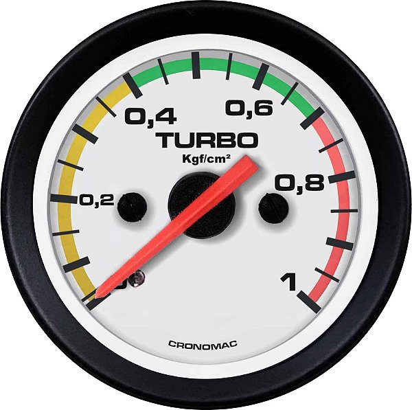 Manômetro Turbo 1KGF/CM² COM FAIXA ø52mm Street/Branco| Cronomac