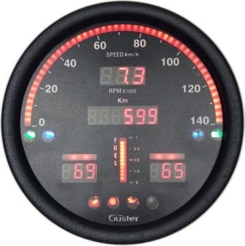 Velocímetro Combinado Willys Digital 140mm Display Vermelho - MF-140