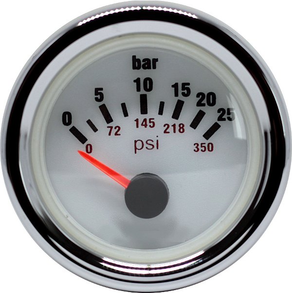 Indicador de Pressão do Reversor 0-25 bar / Branco - 12V Náutico