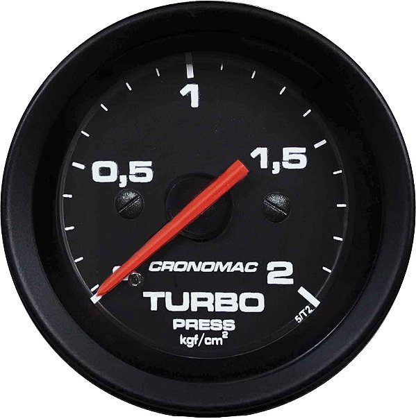 Manômetro Pressão Turbo 60mm Mecânico 2kg Street – Preto c/ faixa – Cronomac