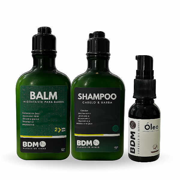 Kit Cuidados Com A Barba - Óleo, Shampoo E Balm