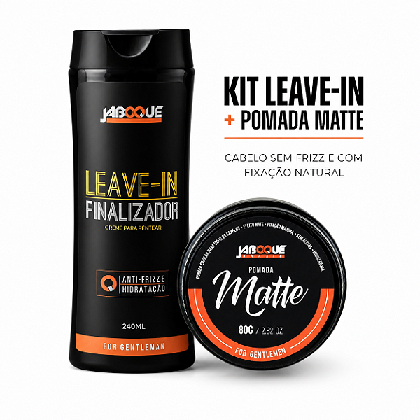 Kit Pomada Matte + Leave-in Masculino Jaboque 240ml | Anti-Frizz e Fixação Natural