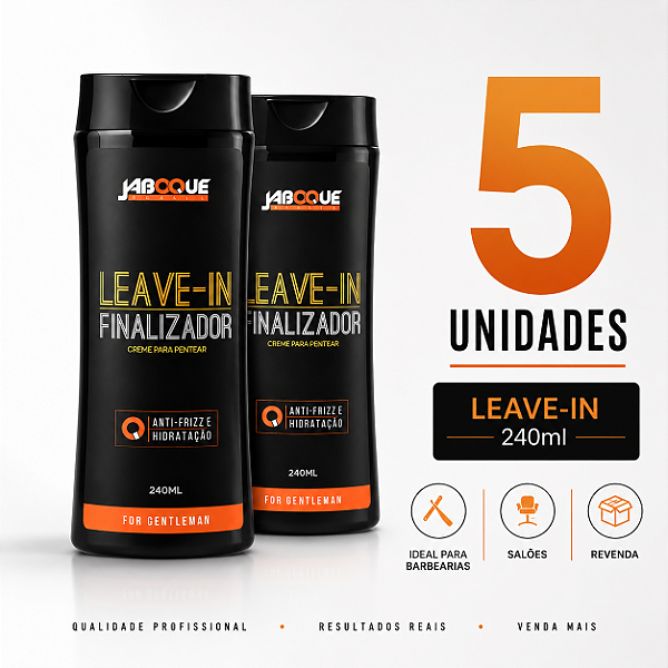 Kit 5 Leave-In Hidratante Anti-Frizz Cabelo Masculino Jaboque 240ml
