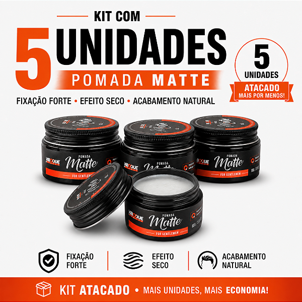 Kit 5 Pomada Efeito Matte Cabelo Natural 80g Jaboque Brasil
