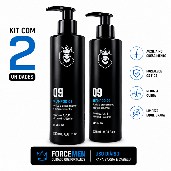 Kit 2 Shampoo Oxidil Antiqueda Masculino Forcemen 250ml