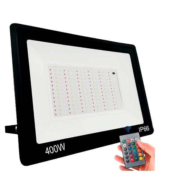 REFLETOR COLORIDO DE LED 400W RGB IP66 SLIM