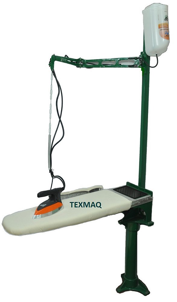 MESA PASSADORIA COM AQUECIMENTO - 220V - COMPLETA COM FERRO PASSAR PROFISSIONAL 220V - BRAÇO TENSOR - FIXADA AO CHÃO
