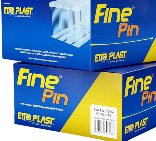 FINE PIN 100 25MM - ETIQ PLAST - NEUTRO - 100% POLIPROPILENO - 100 PINOS PENTE - CAIXA COM 5 MILHEIROS