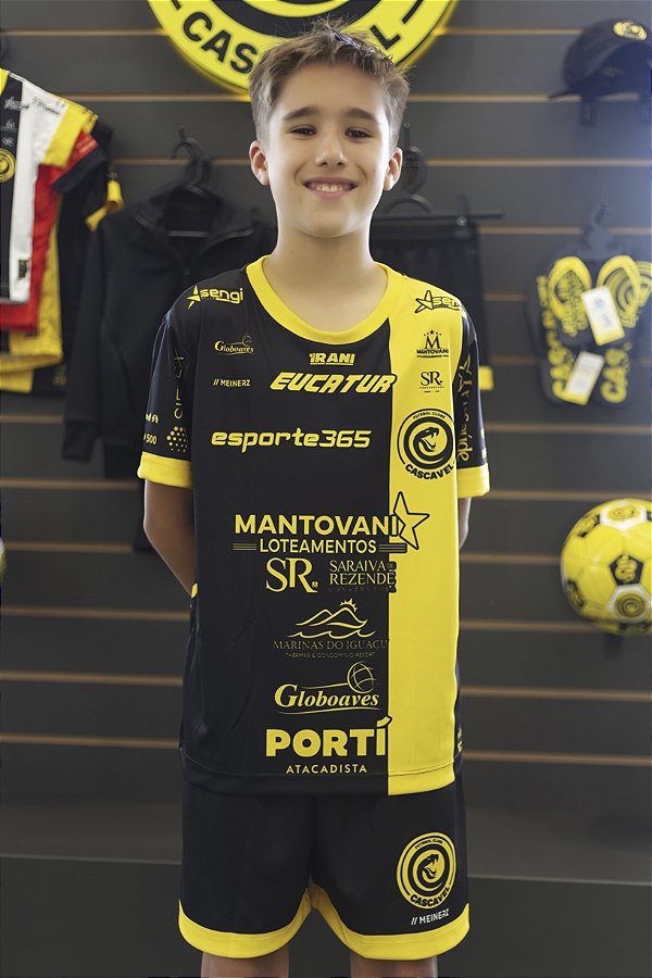 CAMISA OFICIAL FC CASCAVEL 2025 INFANTIL PRETA