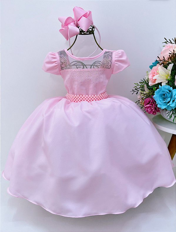 VESTIDO INFANTIL ROSA PEITO STRASS CASAMENTO PÉROLAS LUXO - Grazy Babys e Kids | Vestidos Infantis VESTIDO INFANTIL ROSA PEITO STRASS CASAMENTO PÉROLAS LUXO - Grazy Babys e Kids | Vestidos Infantis