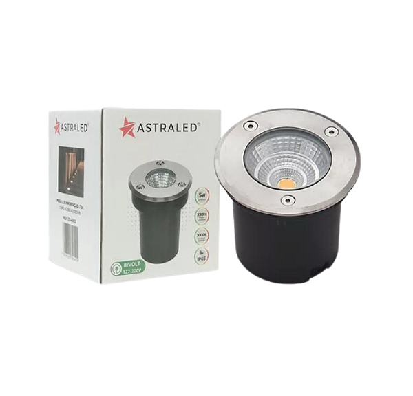Embutido de solo 5W 3000K (luz amarela) -  bivolt cromado ES-6911 - Astraled