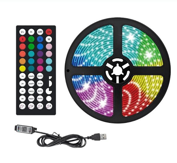 FITA RGB C/ CONTROLADOR USB 5M/ROLO - HFT03