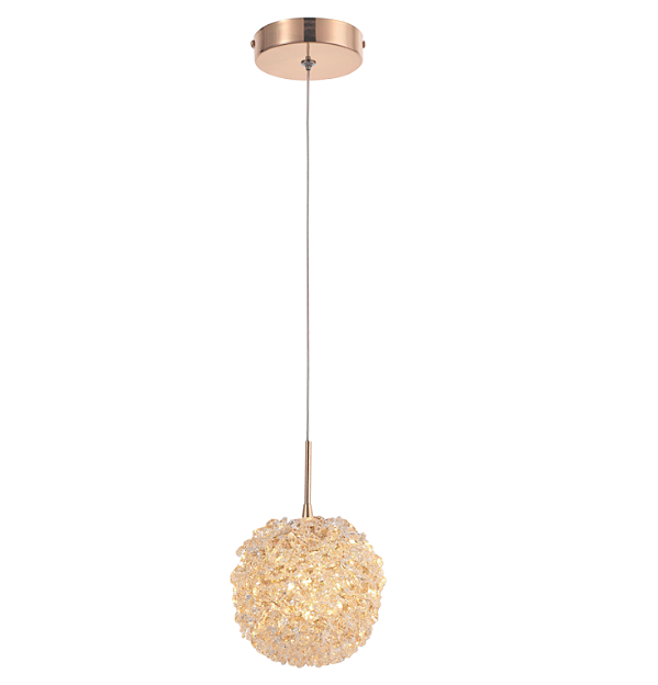 Pendente globo cristal dourado p/1 lâmpada G9