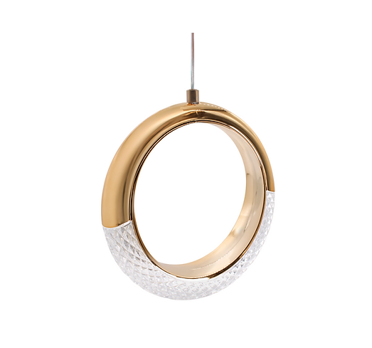 Pendente LED Aro metal  dourado 7W bivolt 3000/4000/6000K (luz com 3 cores)