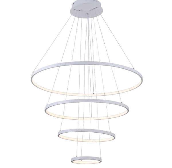 Pendente 4 aros LED 150W bivolt prata 80X60X40X20cm