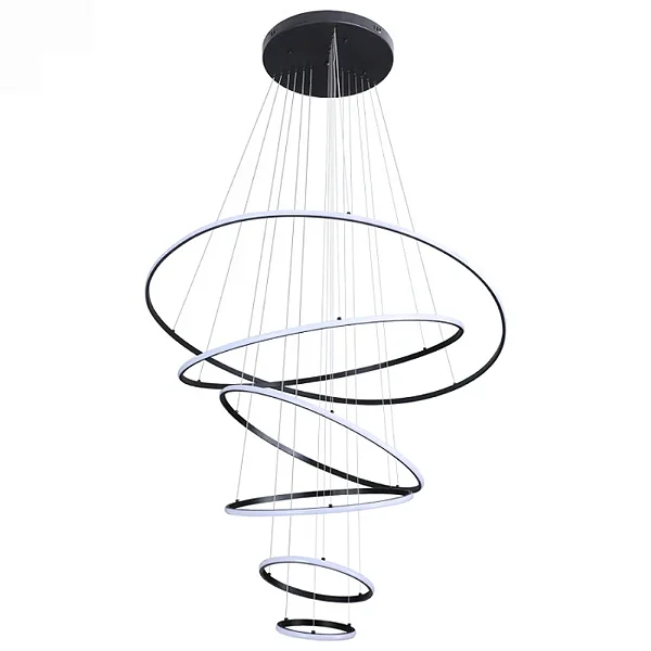 Pendente Inverse 6 Aros Preto 3000k 156w Nordecor 2531*