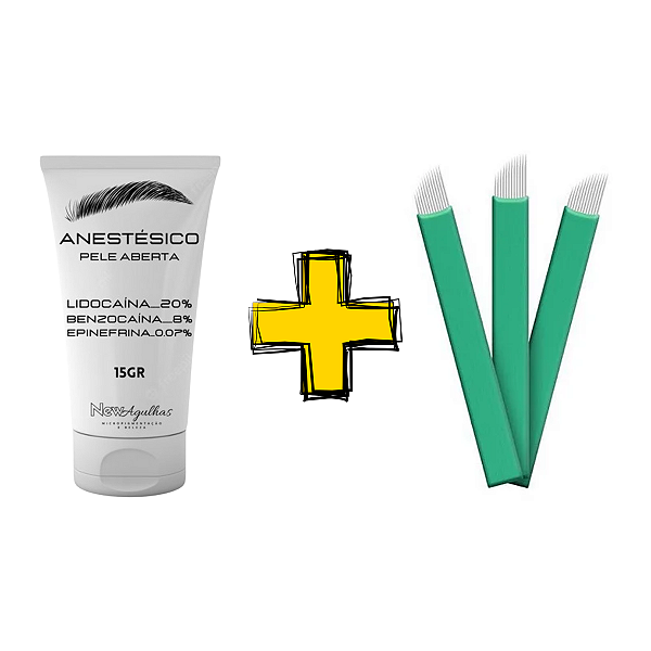 Anestésico para Micropigmentação + 10 Lâminas 12 Flex Nano 0.15mm