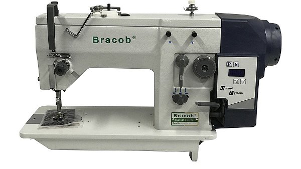 MÁQUINA ZIG ZAG BRACOB DIRECT DRIVE BC20U53 AT - 220 V COM PÉS E MESA MONTADOS