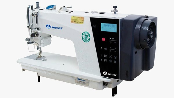 MAQUINA DE COSTURA RETA ELETRONICA COM PONTOS DECORATIVOS RETOS MOTOR DE PASSO SANSEI SA-MQ5T E-M-4C - 220 V COM KIT DE CALCADORES