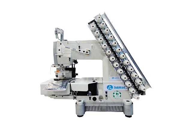 MAQUINA ELASTIQUEIRA 12 AGULHAS SANSEI DIRECT DRIVE PREPARADA PARA FAZER LASTEX SA-G008-1264P/DD -NSA273T - 220 V