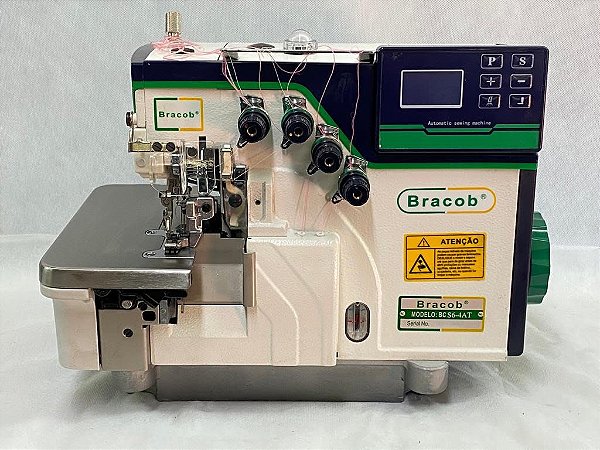MAQUINA OVERLOQUE 2 AGULHAS PONTO CADEIA BRACOB BC S6 AT COM 8000 PPM - 220 V