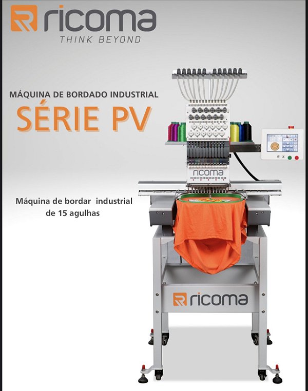 MAQUINA DE BORDADOS 15 AGULHAS 1 CABEÇA RICOMA PV-1501 AREA DE TRABALHO 500 X 350 MM BIVOLT