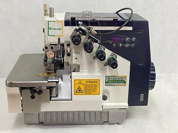 MAQUINA OVERLOQUE 2 AGULHAS COM EMBUTIDOR DE CORRENTINHA BK BRACOB BCS4-3 AT DIRECT DRIVE  - 220 V