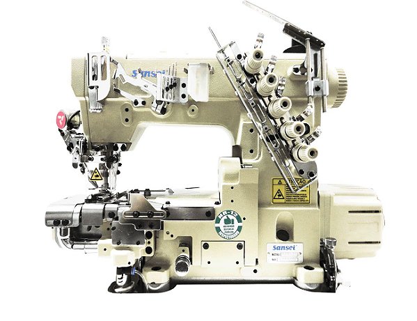 MAQUINA DE COSTURA GALONEIRA COM REFILADOR DO LADO ESQUERDO PARA FAZER BAINHA CAMISETA SANSEI SA-L6700-D-7/P-FL - 220 V