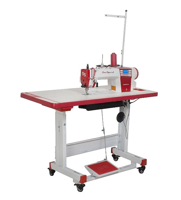 MAQUINA RETA TRANSPORTE DUPLO ELETRÔNICA COM CARTER BLINDADO E 09 TIPOS DE PONTOS RETOS DECORATIVOS SUN SPECIAL SS1903-DM-QI - 220 v