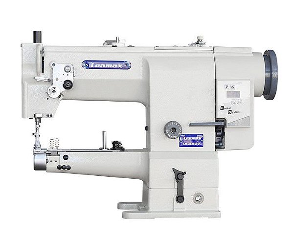 Máquina de Braço Transporte Triplo Lanmax LM-3628G Motor Direct Drive Formato em Meia Mesa 220v com PÉS E MESA MONTADOS