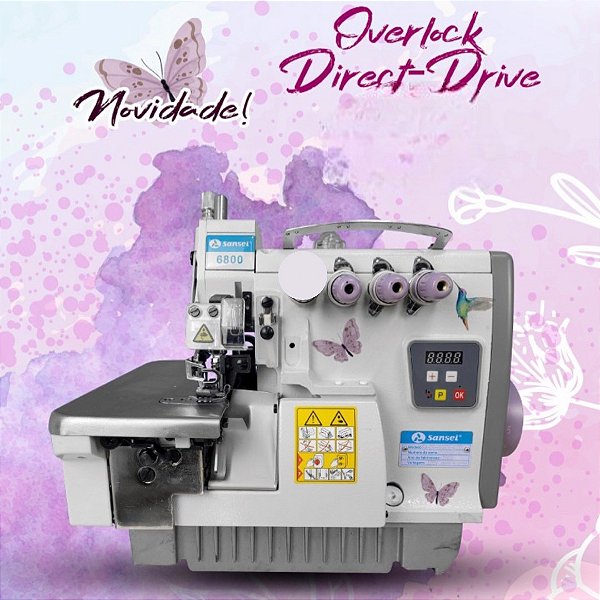 MAQUINA OVERLOQUE 1 AGULHA SANSEI LINHA AQUARELA SA-DS-6800DE-3-DD - 220 V COM PÉS E MESA MONTADOS
