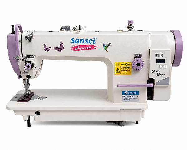 MAQUINA TRANSPORTE DUPLO DIRECT DRIVE SANSEI AQUARELA 0303D - PONTO 12 MM - 220 V COMPLETA COM PES E MESA MONTADOS