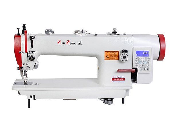 Maquina Reta Eletrônica Transporte Duplo Sun Special SS03-033-D4-H-FT-Q1 33 - Ponto 8 mm - 220 V Completa com Pés e Mesa Montados