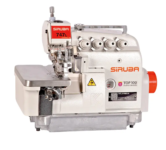 MAQUINA OVERLOQUE MOTOR DIRECT DRIVE SIRUBA 2 AGULHAS PONTO CADEIA MODELO 747L - 220 V COMPLETA COM PÉS E MESA MONTADOS