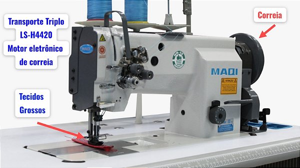 MAQUINA TRANSPORTE TRIPLO 2 AGULHAS MAQI MOTOR SERVO ELETRONICO LS-H4420 - 220 V
