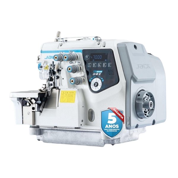 MAQUINA OVERLOQUE PONTO CADEIA COM CHIP DE INTELIGENCIA ARTIFICAL JACK C7-4-URUS COM PÉS E MESA MONTADOS