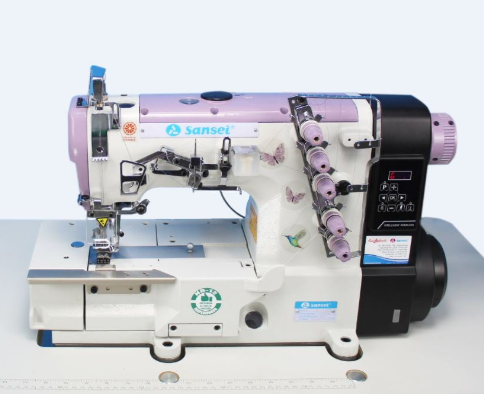 MAQUINA GALONEIRA 3 AGULHAS DIRECT DRIVE SANSEI LINHA AQUARELA SA-DS-500ED-01-364-CB - 220 V COM PÉS E MESA DESMONTADAS