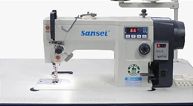 MÁQUINA ZIG ZAG COM 200 PONTOS DECORATIVOS DIRECT DRIVE SANSEI SA-DS-20U-A2 - 220V COM PÉS E MESA DESMONTADOS