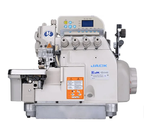 MAQUINA INTERLOQUE COM TRANSPORTE SUPERIOR JACK JK-798TE-5-516-A04/435 - 220 V COM PÉS E MESA DESMONTADOS
