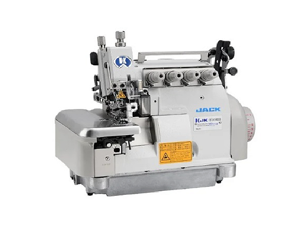 MÁQUINA OVERLOQUE PONTO CADEIA DIRECT DRIVE 2 AGULHAS 4 FIOS C/ TRANSPORTE SUPERIOR JACK JK-798TDI-4-M03/333 - 220 V COM PÉS E MESA DESMONTADOS