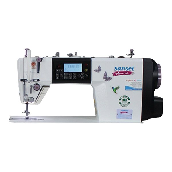 MAQUINA RETA ELETRONICA COM MOTOR DE PASSO E PONTOS DECORATIVOS RETOS SANSEI AQUARELA SA-DS-A5 - 220 V + KIT PREMIUM + CADEIRA ESPECIAL PARA COSTUREIRA