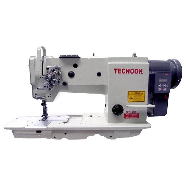 MAQUINA TRANSPORTE TRIPLO 2 AGULHAS DIRECT DRIVE TECHOOK TK-44200 - 220 V COM PÉS E MESA DESMONTADOS