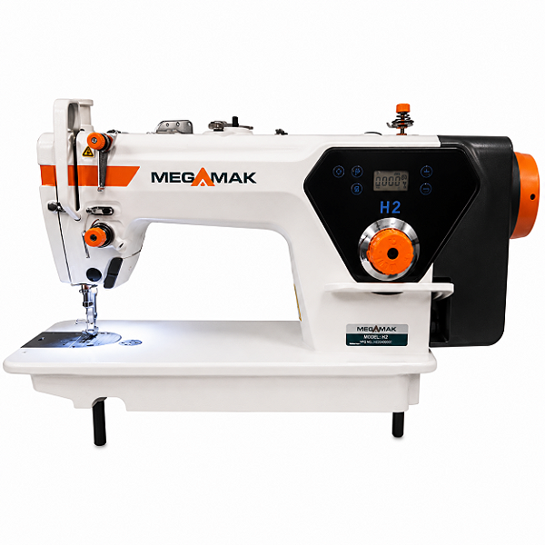 Máquina Reta Industrial Megamak H2 220V Direct Drive com Corte Automático e Mesa Montada
