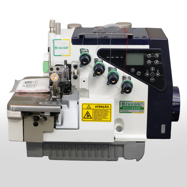 MAQUINA OVERLOQUE PONTO CADEIA ELETRONICA BRACOB S4-4 AT EUT - 220 V + KIT PREMIUM CARBON E CADEIRA ESPECIAL PARA COSTUREIRA