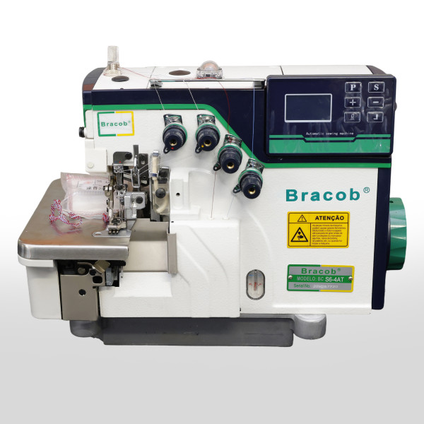 MAQUINA OVERLOQUE ALTA ROTAÇÃO 6500 PPM 2 AGULHAS PONTO CADEIA BRACOB S6-4 AT - 220 V