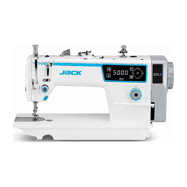 Máquina Reta Jack A2C 220V com Corte Automático + Pés e Mesa Montados